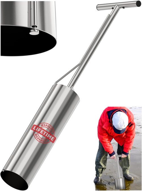 SturdyShape Clam Gun for Clamming Stainless Steel with Vent V4 36 Inch and 5 Inch Tube Diameter HD for Recreational Clam Diggers & Harvesters (V4 36inch)
