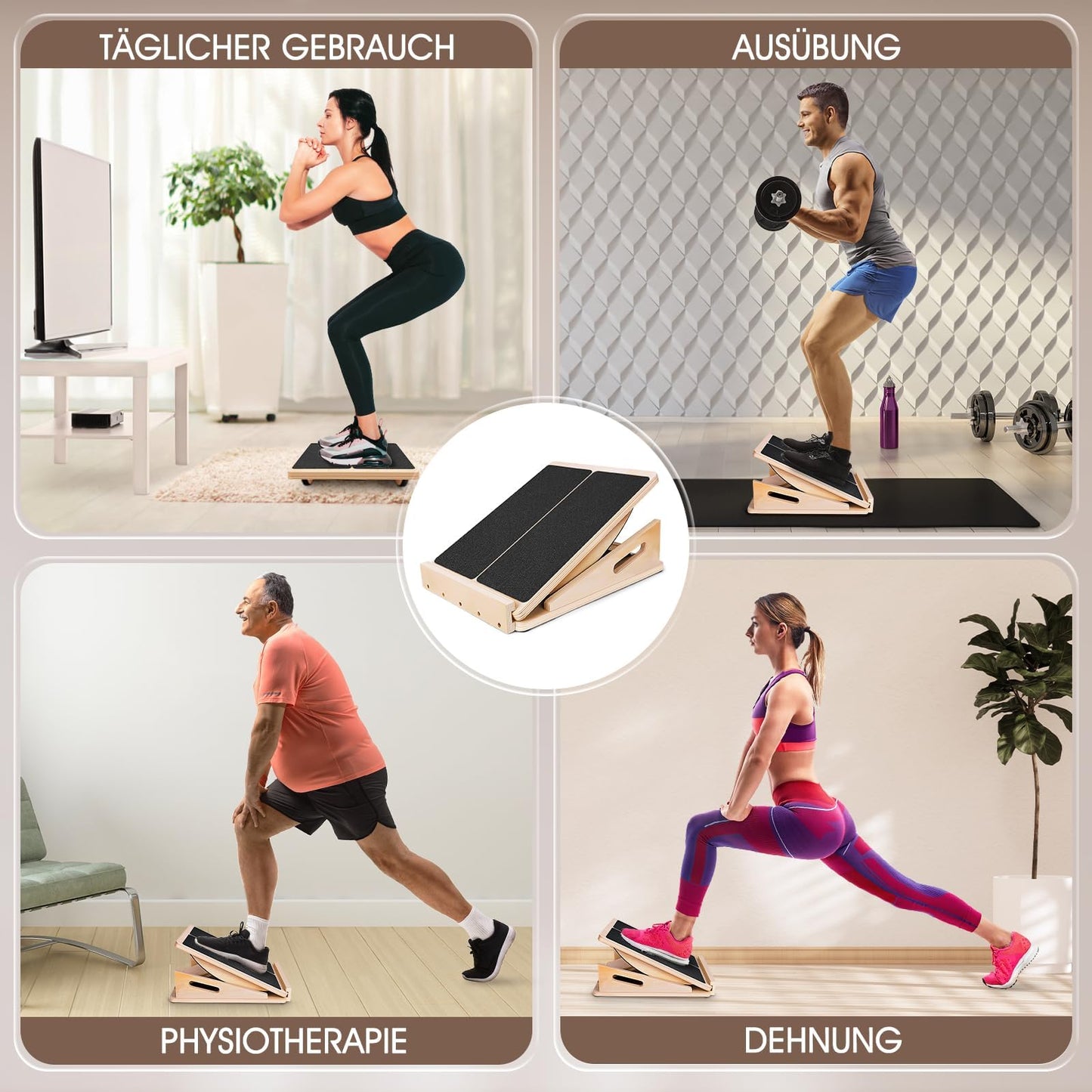 Woodure 2-in-1 Slant Board & Balance Board for Adults, Adjustable Incline Board and Calf Stretcher Slant Board for Squats, Stretch Board for Knees Ankle Heel Feet Leg