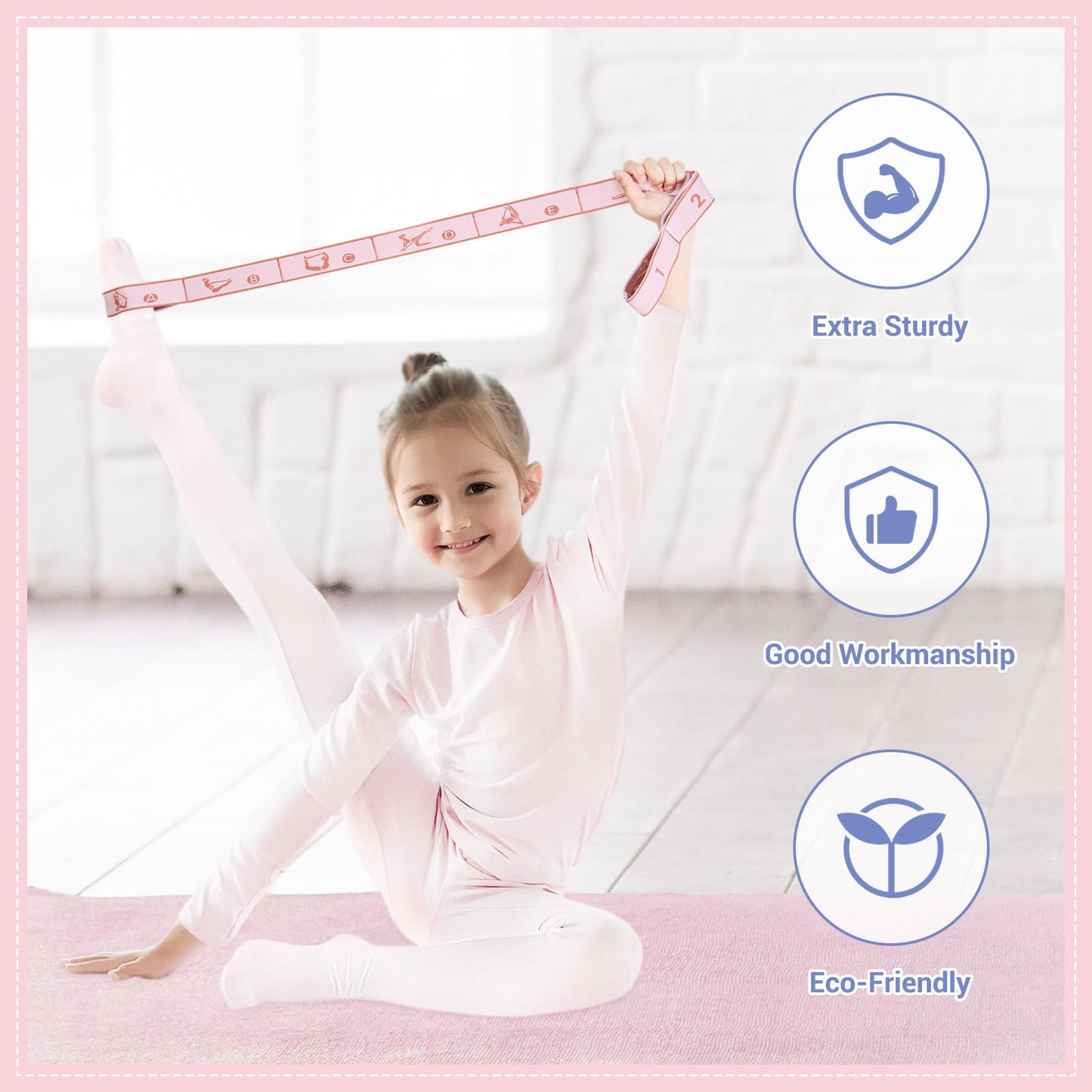 2PC Stretch Strap with Bag,Elastic Band for Cheer Equipment,Stretch Bands for Exercise,Yoga-Dance-Gymnastics&Pilates,Stretch Bands for Exercise,Portable Yoga Strap,Gym&Strap for Calf Stretching