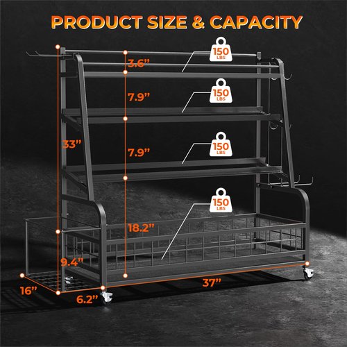 XL Dumbbell Rack Weight Stand - Adjustable Weight Rack for Dumbbells, Home Gym Storage Rack for Kettlebell, Balls,Yoga Mat Storage Holder, Workout Equipment Storage Organizer With Wheels