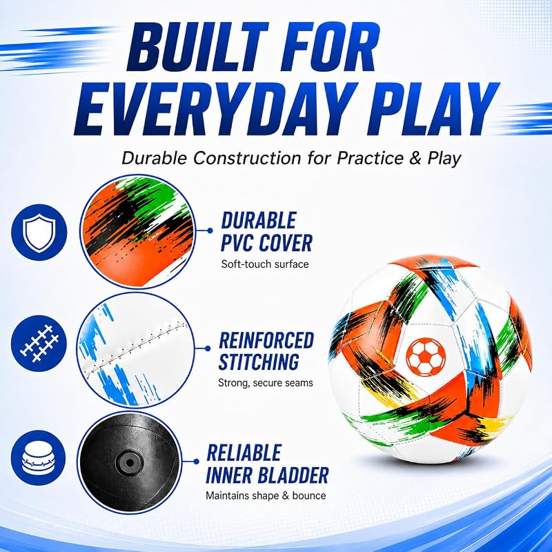 Soccer Ball Size 4 for Kids Youth 8-12 with Pump - Red 2 Pack
