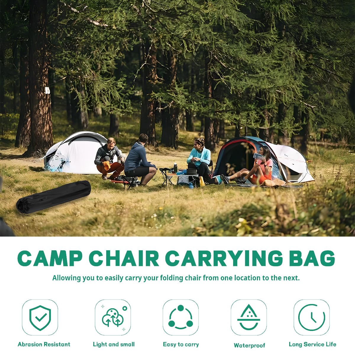 1 Pack Outdoor Portable Chair Bags, Foldable Camping Chair, Yoga Mat, Hammock, Fishing Rod, Tripod, Tent, Umbrella Replacement Bags - Nylon Storage Bags with Handles for Travel(Chair is Not Included)