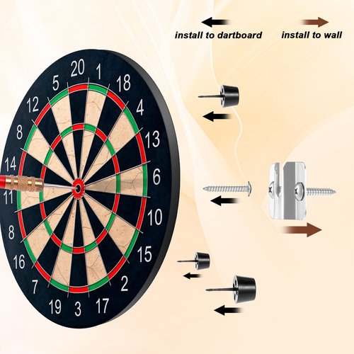 4 Sets Dartboard Hanger, Dartboard Mounting Bracket Wall Bracket with Screws and Stabilisers, Stainless Steel Dart Display Stand Wall Bracket, Dart Board Accessories