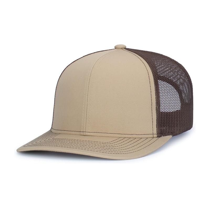 Pacific Headwear Khaki/Brown One Size Contrast Stitch Trucker Snapback