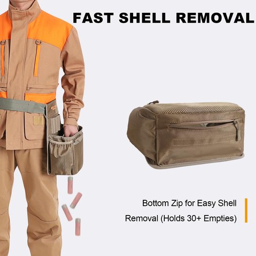 NEW VIEW Double Compartment Shell Bag - Shotgun Shell Pouch with 59 Inch Waist Belt & Chock Holder - Holds 60 Hulls, Fast Shell Removal - Shooting Accessories for Sporting Clays, Trap Shooting