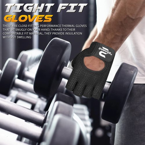 SAWANS Workout Gloves for Men and Women Weight Lifting Gloves Gym Fitness Exercise Cycling Pull ups Microfiber Lightweight Breathable Non-Slip Silicone Padded Palm Grip (Black, Medium)