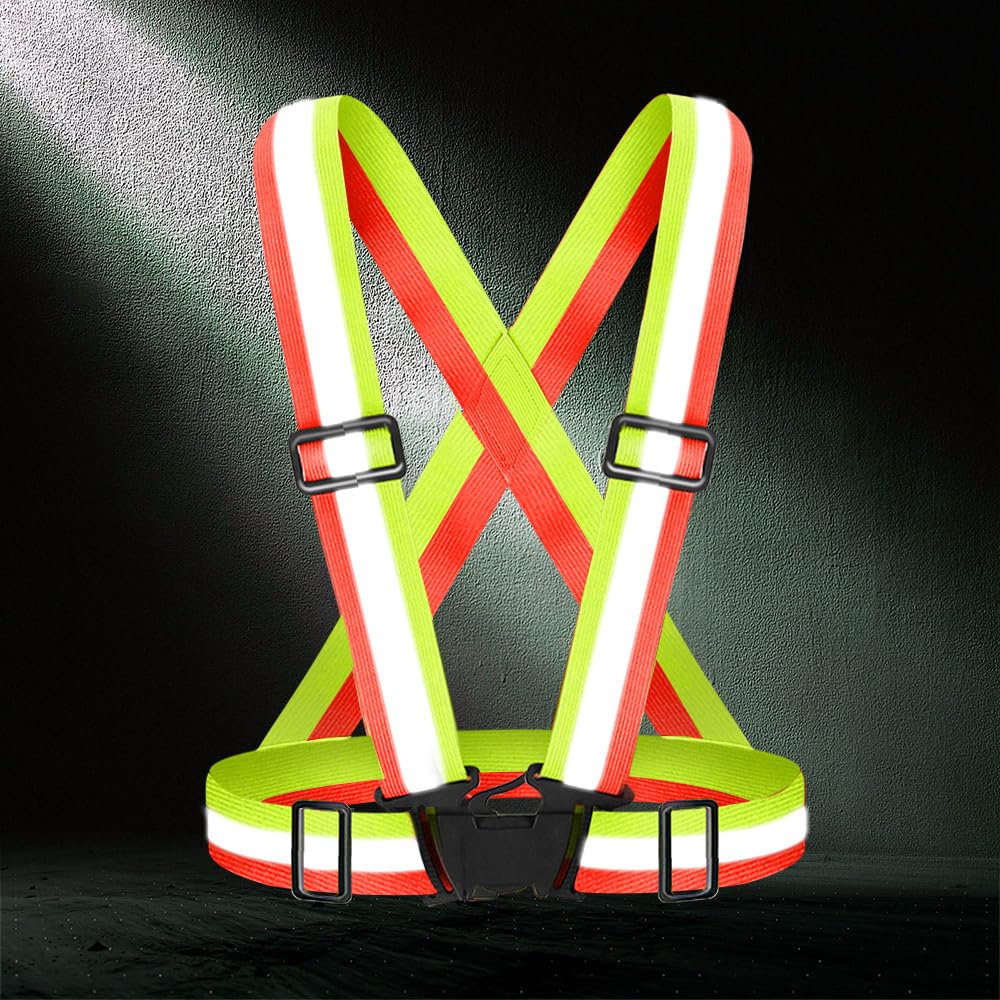 Fepdiu High Visibility Reflective Vest Safety Vest Running Reflective Gear Adjustable Reflective Vest for Walking,Jogging,Hiking,Night Cycling