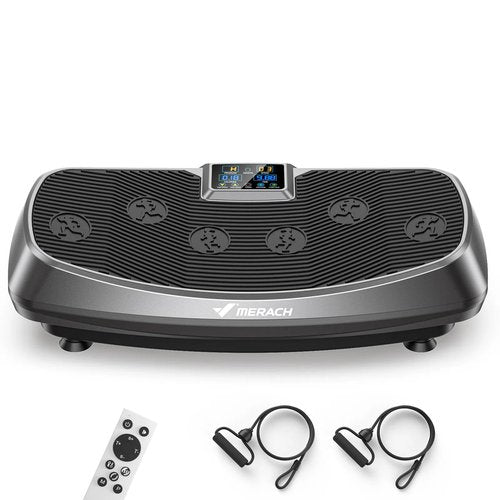 MERACH Vibration Plate Exercise Machine, 3D & 4D Vibration Plate with 2 Tension Ropes LED Display, Whole Body Vibration Platform for Women Men, Exercise Equipment for Home
