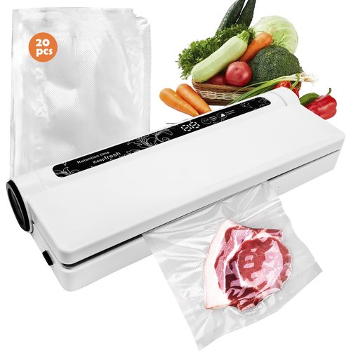 ZIYUNXUAN Vacuum Sealer Machine for Food - Automatic Dry/Wet Food Saver with Digital Display, One-Touch Operation, 11.6" Seal Bar for Meat, Seafood, Fruits & More (Includes 20 Vacuum Bags)