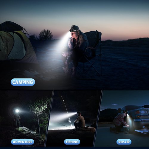 Super Bright Headlamp Rechargeable 2980 Lumens, 7 Modes Head Lamp, Zoomable Head Light for Forehead, 90° Adjustable Headlamps for Adults,9000mAh Long Runtime & Waterproof Fishing, Camping