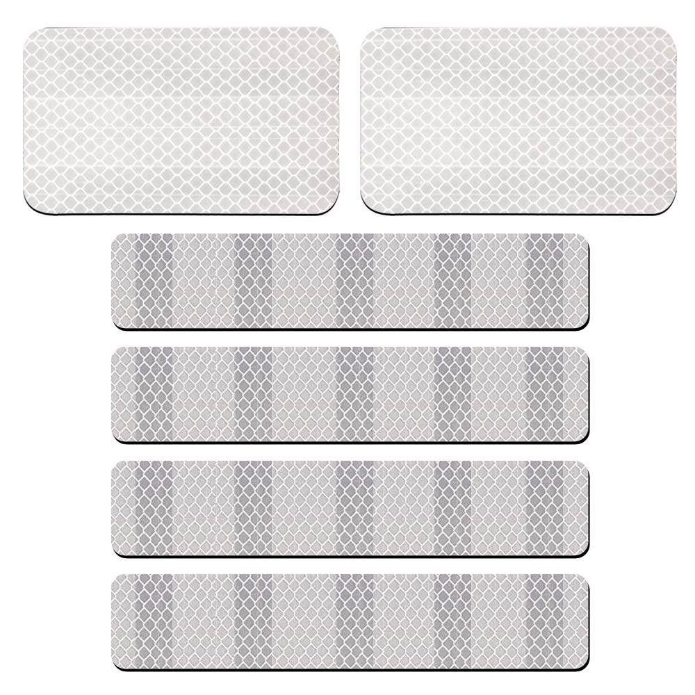 R.SASR 6 Pack Extra Reflective Patch Hook Fastener for Safety (White)