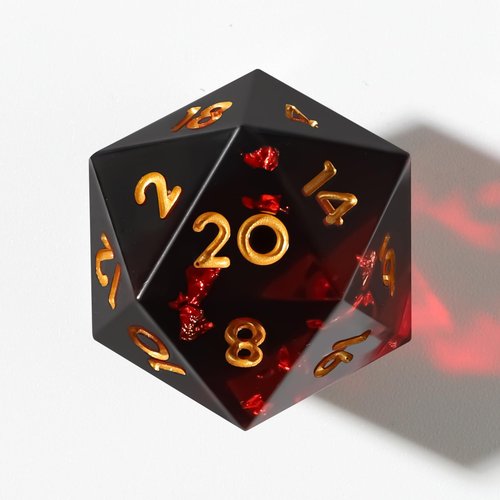 FateStone Sharp Resin Balanced Dice Set, Handmade 7 pcs D&D dice with Gift Box for Dungeons and Dragon Game（(Red-A)
