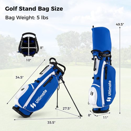 ULTIMATE Men's Golf Clubs Set w/Golf Stand Bag, 460CC #1 Driver, #3 Fairway, Hybrid, #5#6#7#8#9#P #S Irons, Putter, Headcovers & Rain Hood, Golf Clubs for Men - Right Handed (Blue)