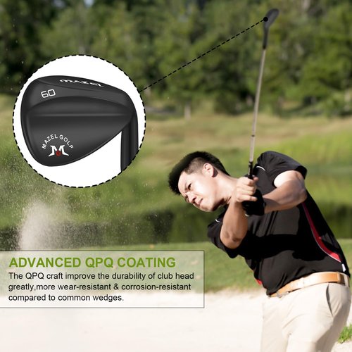 MAZEL Forged Golf Wedges for Men & Women - Golf Gap Wedge, Sand Wedge,Lob Wedge,Escape Bunkers and Quickly Cuts Strokes Around The Green,High Loft Golf Club Wedge (Black 60 Degree Wedge)