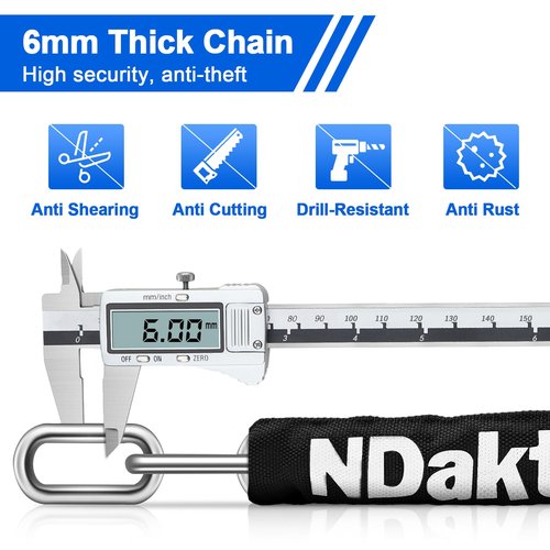 NDakter Bike Chain Lock, 5 Digit Combination Heavy Duty Anti Theft Bicycle Chain Lock, 3.2/4.27/5Ft Long Security Resettable Bike Locks for Bike, Bicycle, Scooter, Motorcycle, Door, Gate, Fence