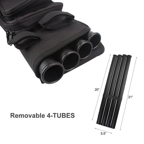 XTACER Multi-Function 4-Tubes Back Field Quiver Training Archery Arrow Quiver for Field Tips Arrows Takedown Bow (Black)
