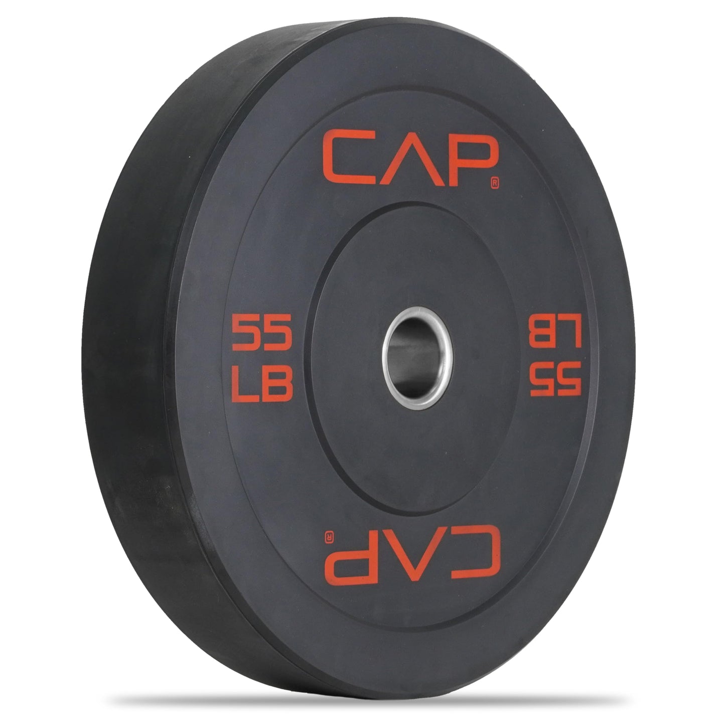 CAP Economy 55 lb Single Olympic Bumper Plate, Medium Bounce Rubber Weight Plate with Steel Hub, 2-Inch Olympic Barbell Compatible for Strength Training, Weightlifting & Home Gym Workouts