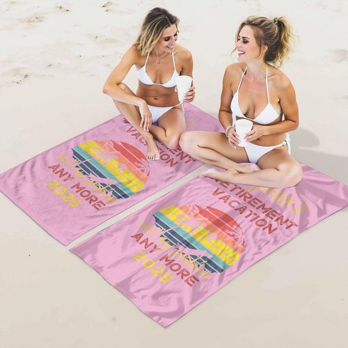 VividCraftPro Personalized Retirement Beach Towels for Men Women, Permanent Vacation Beach Towel with Name, Custom Employee Retirement Present, Retired Beach Themed Gifts for Boss