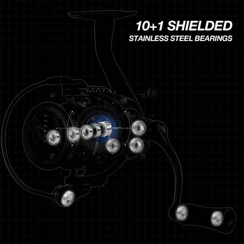 Piscifun Carbon X Spinning Reels, Light to 7.7oz, 6.2:1 High Speed Gear Ratio, Carbon Frame and Rotor, 10+1 Shielded BB, Smooth Powerful Freshwater Spinning Fishing Reel, 2000 Series
