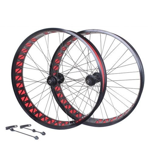 YaoLexia 26x4.0/4.9 Inch Snow Bike Wheelset 36 Hole Bearing Cassette Hub Aluminum Alloy Fat Tire Bike Front Rear Wheels Disc Brake Quick Release 135/190mm for 7-12 Speed Fat Bike(Black,Pair)