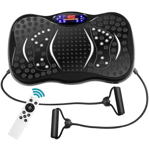 HomGarden Mini Waver Vibration Platform Exercise Machine, Whole Body Fitness Vibration Plates w/ Loop Bands, Full Body Home Training Equipment for Weight Loss Workout, Black