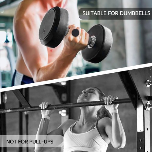 Anti Slip Workout Grips Fingerless Gym Gloves, Black Rubber Weight Lifting Grips for Men Women, Hand Palm Protection Grips for Training and Exercise, Deadlift