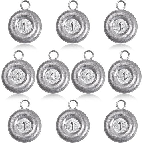 Pfeibk Fishing Weights Sinkers Disc Sinkers, Coin Fishing Sinkers Surf Fishing Weights Saltwater Bottom Fishing Trolling Catfish Weights, Heavy Fish Weight 1oz 2oz 3oz 4oz 5oz (10pcs 1oz)