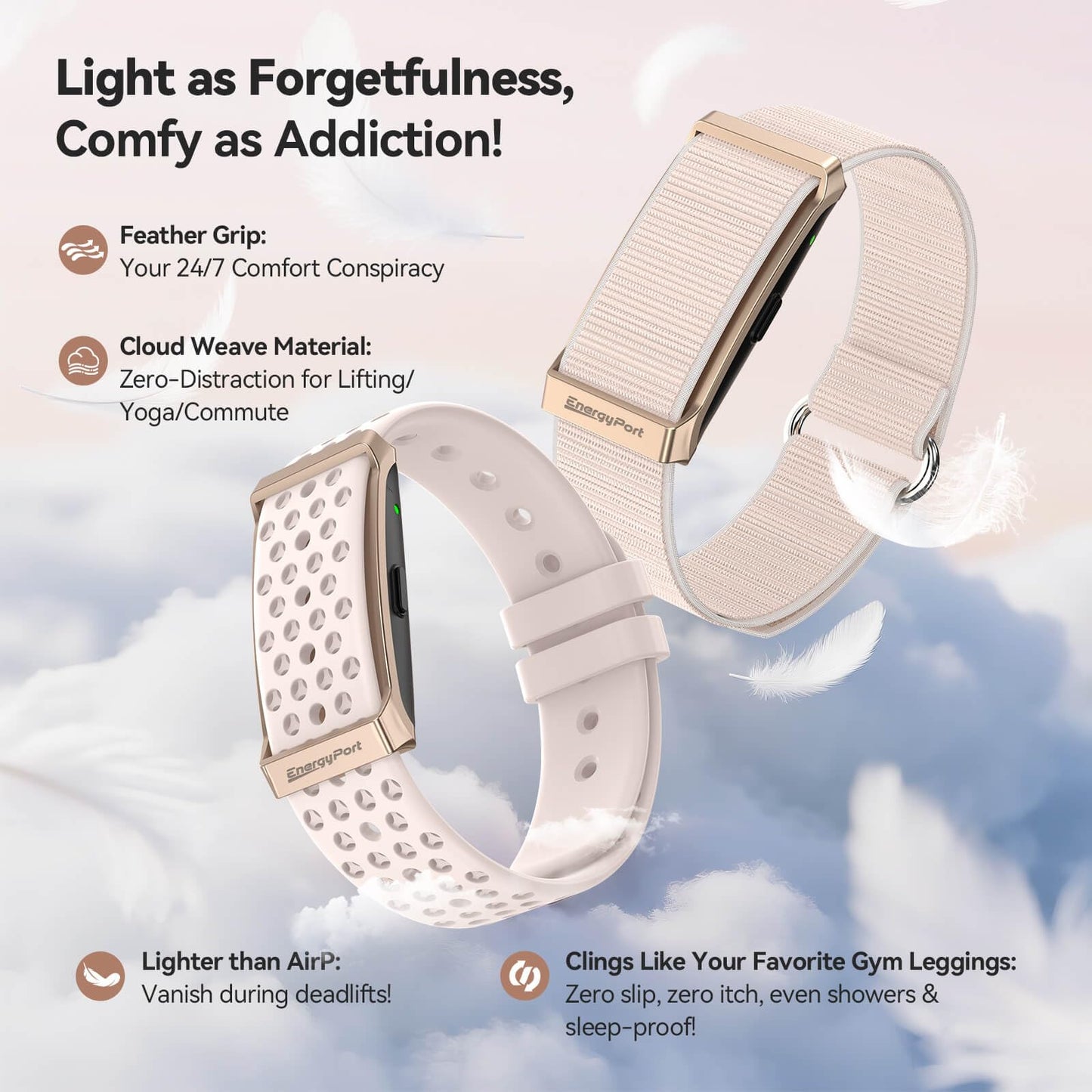 EnergyPort Smart Bracelet with Blood Oxygen/Blood Pressure Monitor, 60-Day Battery Health Fitness Tracker with 2 Bands,Lifetime Membership,Activity Tracking Heart Rate Sleep Monitor for Android iOS