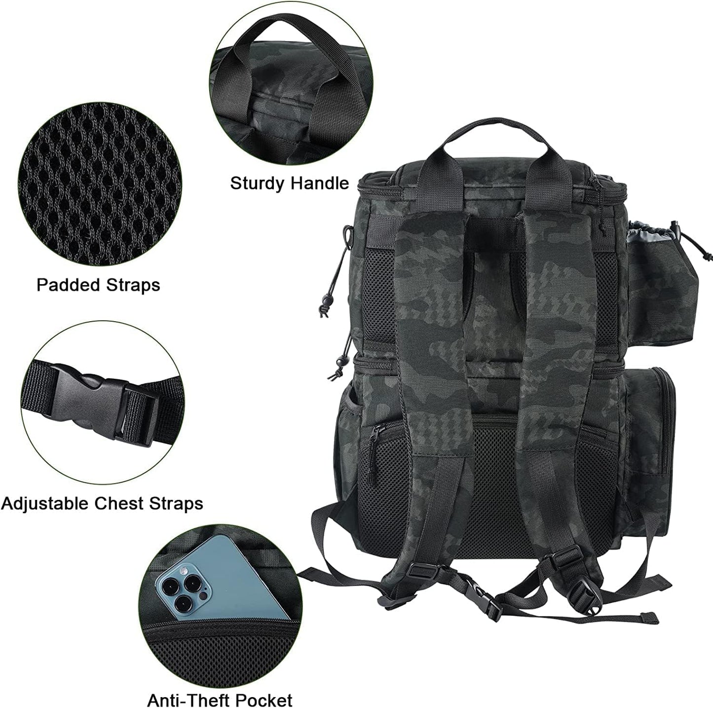 MATEIN Fishing Backpack, Water Resistant Tackle Storage Bag with Rod Holders & Cooler, Fishing Gifts for Men