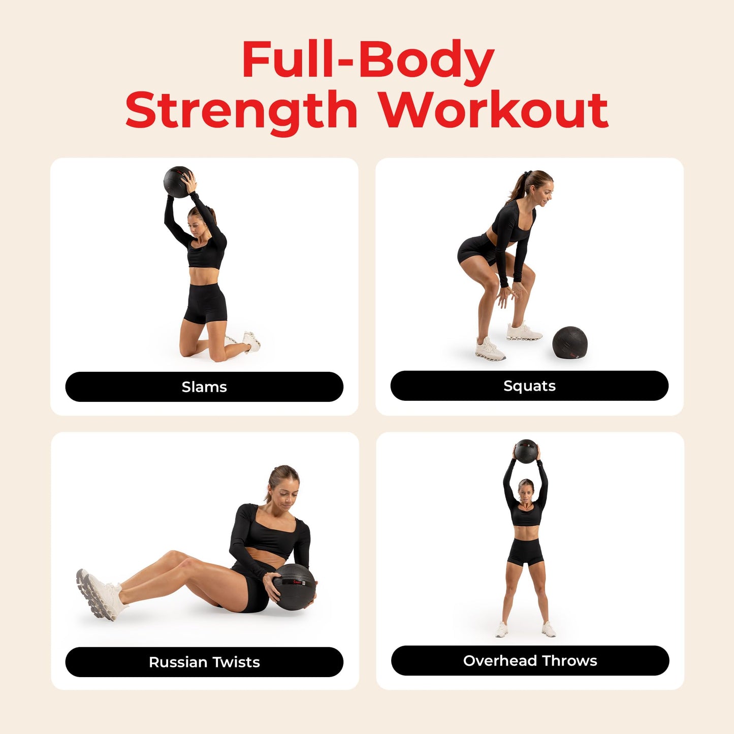 Sunny Health & Fitness Ultra-Durable Slam Ball, Sand Filled No-Bounce Core, Non-Slip Grip – Available in 10–50 lbs