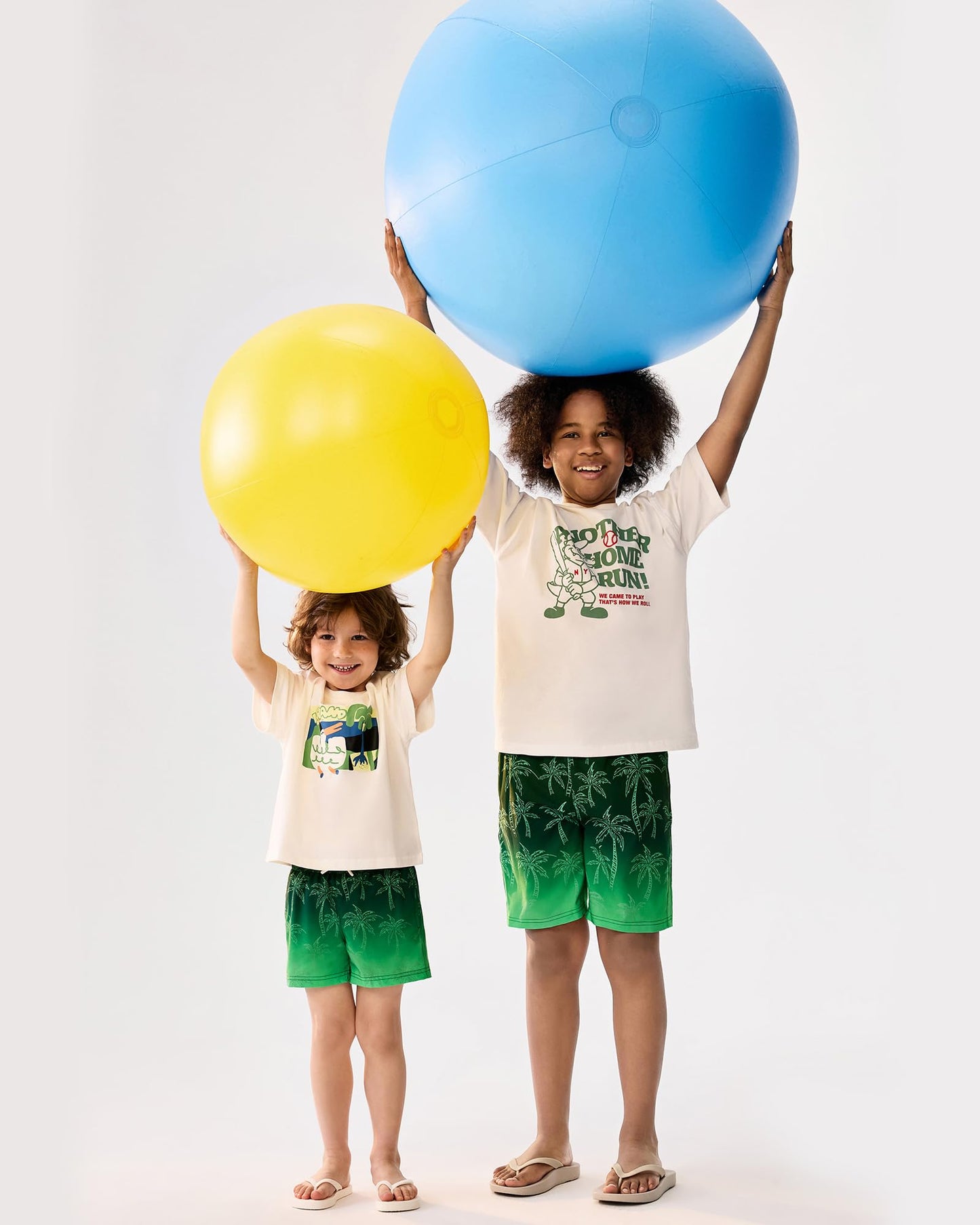 maamgic Boys Swim Trunks with Compression Liner 4-Way Stretch Quick Dry Bathing Suit Toddler Beach Shorts Green Coconut 4T
