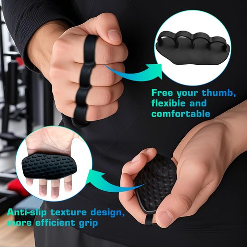 MYUDEGEAS Anti-Slip Workout Grips - New Rubber Gym Grips Deadlifts Palm Protection Gloves for Weight Lifting, Dumbbell, Deadlift, Bar Pad Pull Up Grippers, Rubber Gym Grip for Women and Men
