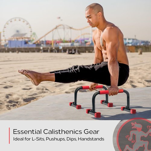 Rubberbanditz Parallettes Bars For Push Ups & Dip | Lightweight, Heavy Duty Non-Slip Parallel Bars Stand For Handstands, Calisthenics, Crossfit, Gymnastics, & Bodyweight Training Workouts (Lightweight)