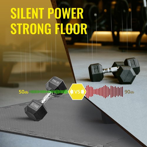 Hulkfit 6-Tile Puzzle Exercise Mat with EVA Foam Mat Interlocking Floor Tiles for Home Gym Mats Flooring for Garage Floor Padding Exercise Equipment Mats 24 in x 24 in x ½ in, 24 SQ FT, Gray