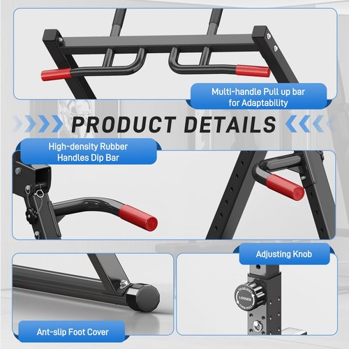 Klismos Foldable Pull Up Bar Station, Adjustable Multifunction Power Tower Dip Bar Station Home Gym Strength Training Workout Equipment for Pull-up Push-up Dips