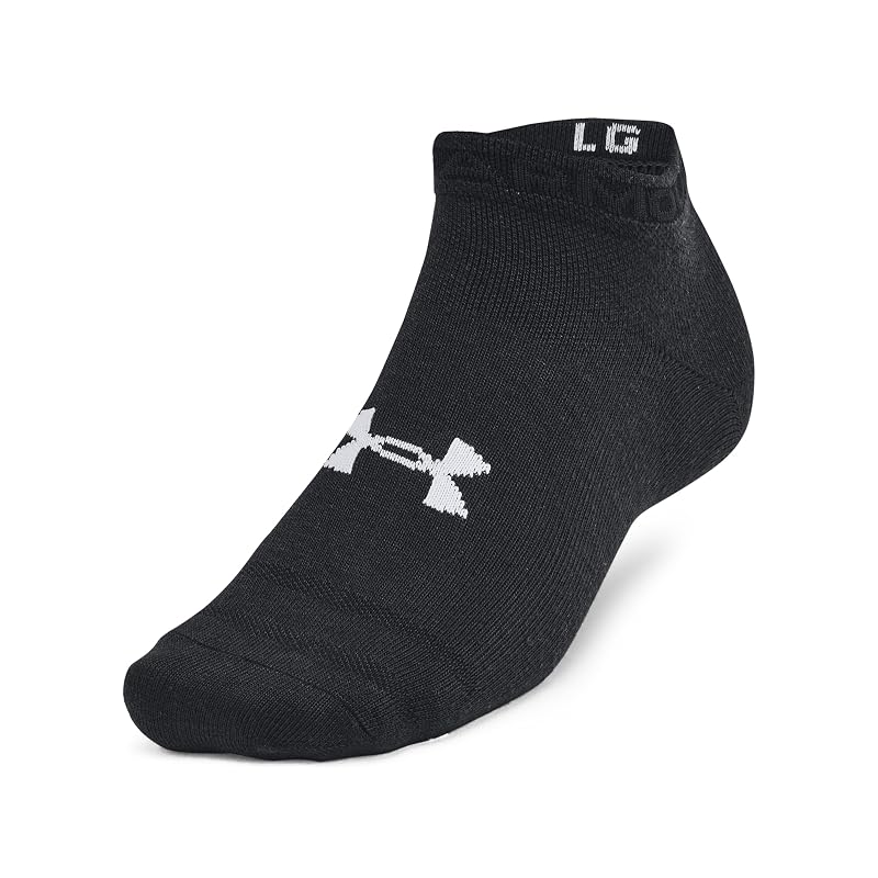 Under Armour Unisex Essential Low Socks 6-Pack - Black / Black / Halo Gray+Large