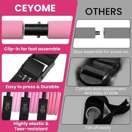 CEYOME Pilates Bar Kit with Resistance Bands for Women, Pilates Bar with Adjustment Buckle, Multifunctional Home Gym for Hip, Legs, Arm and Waist, Pilates Home Equipment for Full Body Workouts