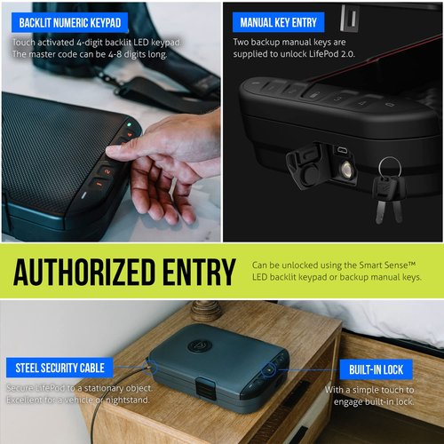 Vaultek LifePod 2.0 Combo | Secure Waterproof Travel Case & Rugged Electronic Lock Box with SlingBag Travel System | Backlit Keypad, App Control, Anti‑Impact Latch | Signature Series Kit