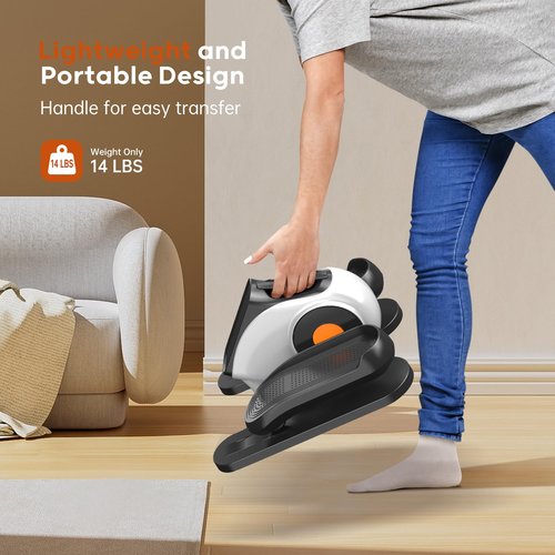 HitGo Under Desk Elliptical for Seniors, 2-in-1 Electric Leg Exerciser with Remote, 10 Resistance Levels & 10 Speeds, 3 Auto Modes, Quiet & Fully Assembled, Non-Slip Pedals