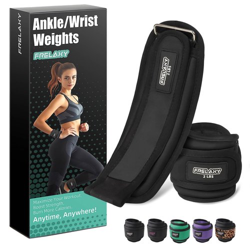 Frelaxy Ankle Weights Sets for Women Men Kids 1lb 2lb 3lb Pairs with Adjustable Straps, Strength weighted for Physical Therapy Running Walking Fitness Gym Workout (Black/White, 2 lbs x 2)