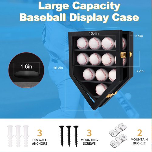 Baseball Display Case UV Protection Clear Acrylic Base Ball Box with Solid Wood Base, Baseball Stand for Autographed Ball Ideal Gift