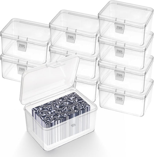10 PCS Clear Playing Card Case, 4.7 X 3.34 X 2.55in Plastic Playing Card Storage Box, Snaps Closed Cards Game Storage Box for Game Cards, Puzzle, Chess Pieces, Jewelry, Bead
