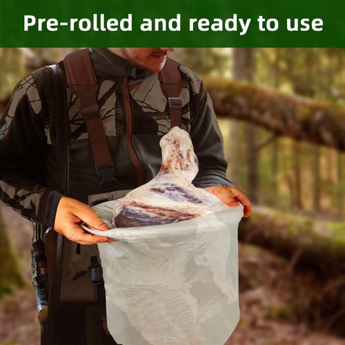 Gociean Game Bags Elk Hunting Meat Bags, 48inch 5-Pack Rolled Heavy Duty Quarter Bag, Reusable & Breathable Meat Game Bag with Reflective Strip for Elk, Caribou, Deer, Moose, Antelope, Duck