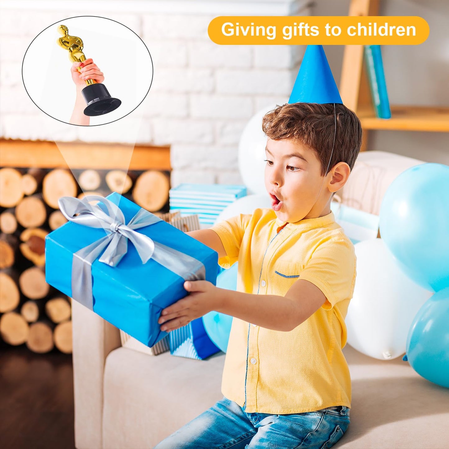 inheming 8 PCS Golden Award Trophies, 6 inch Small Gold Statues Trophies, Winner Trophy for Birthday Parties, Celebrations, Anniversaries, Giveaways, Sports Awards, Competition