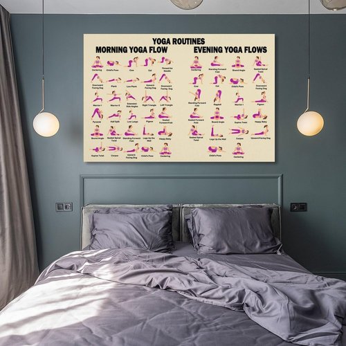 FOLIUMK Yoga Poses Poster Yoga Beginner Workout Chart Home Fitness Decor12x18inch(30x45cm)