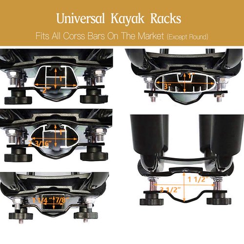 DOHUSPLE Kayak Roof Rack for 2 Kayaks Carrier, Kayak J Bar Hooks Roof Mount Racks for Universal Cars, SUV, Truck, Set of 4