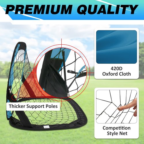 BOHEN Pop Up Soccer Goals for Kids-Foldable Portable Soccer Net for Outdoor Indoor Backyard Beach(3.3x2.2FT)