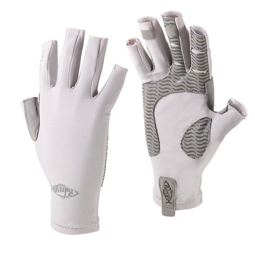 Palmyth UV Protection Fishing Fingerless Gloves UPF50+ Sun Gloves Men Women for Kayaking, Hiking, Paddling, Driving, Canoeing, Rowing (Light Gray, Large)