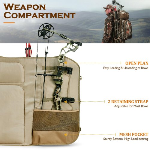 NEW VIEW Bow Hunting Backpack with Bow Holder, Camo Bow Case for Compound Bow, Tree Saddle Hunting Pack, Large Capacity Archery Backpack for Men and Women