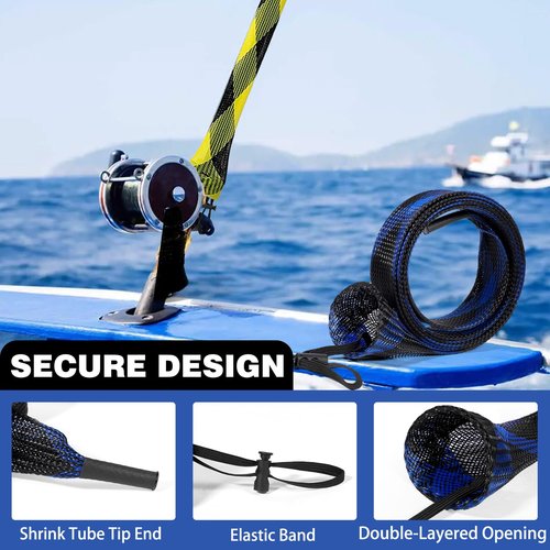 KPEPIX 10PCS Fishing Rod Sleeve with Lanyard-Fishing Pole Sleeve Fishing Rod Cover for Spinning Rod, Baitcasting Rod, Casting Rod, Sea Fishing Rod, Fly Rod and Sea Fishing Rod-Fishing Rod Sock Sleeve